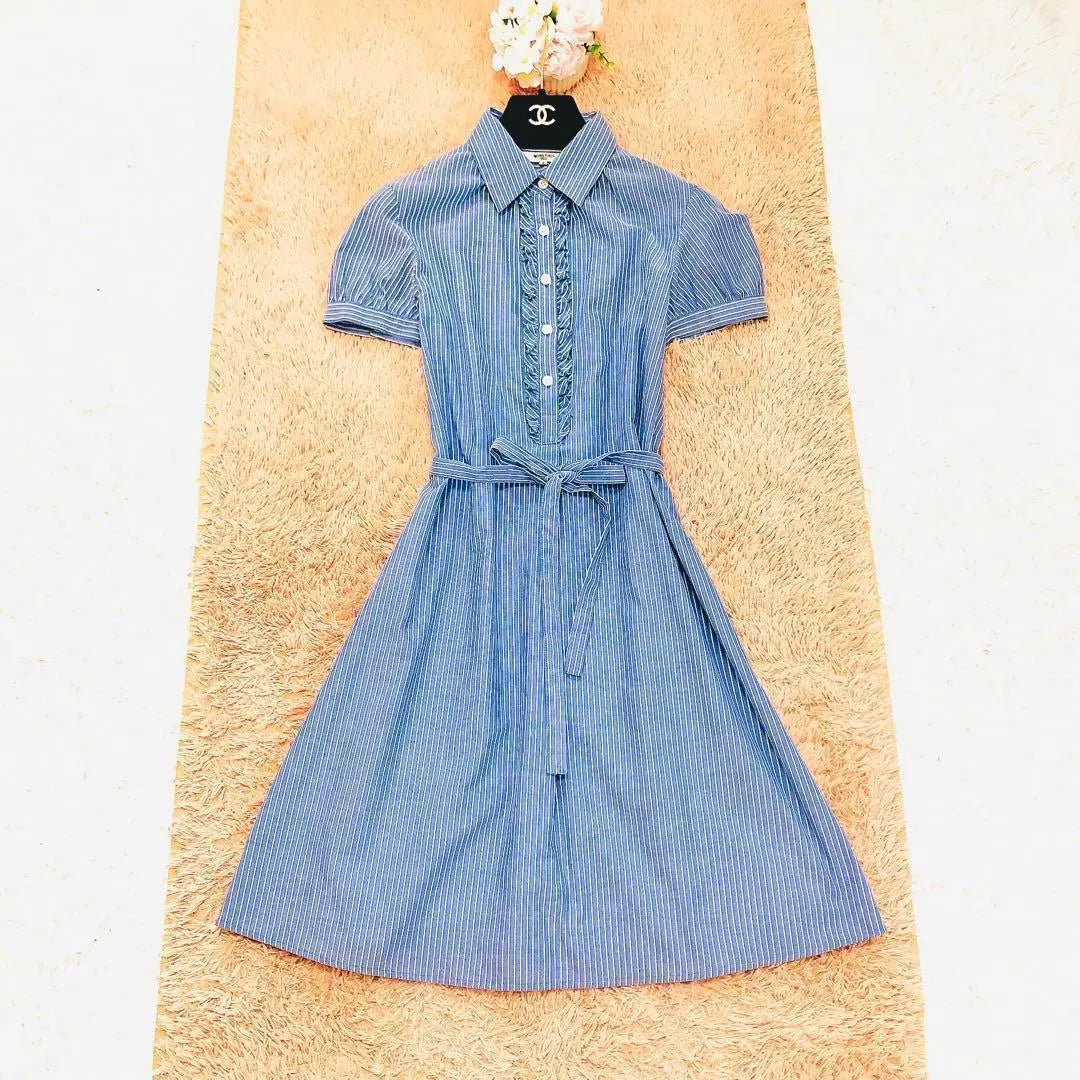 ☘️belleza naturalvestido básico de rayas azul