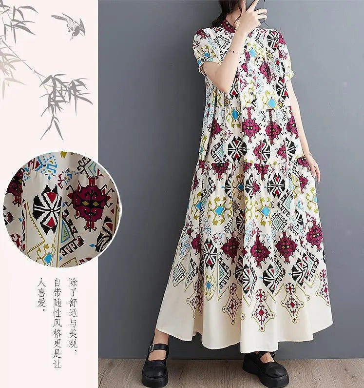 Talla grande Mujer Una pieza Larga Primavera / Verano Otoño Nueva Manga corta | 大きいサイズ レディース ワンピース ロング 春夏 秋 新品 半袖