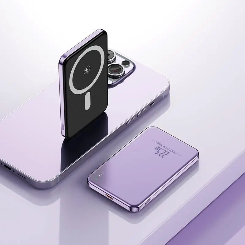 ★Purple★New thin mobile battery 10,000mAh★Wireless charging