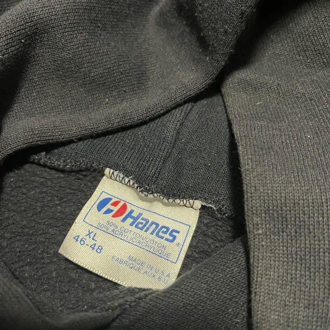 80S USA Hanes Vintage Hoodie 2-tone XL Black