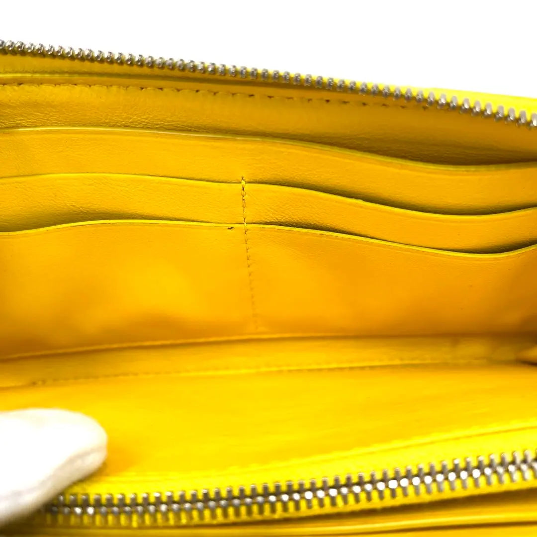 [Good condition] Bottega Veneta Long Wallet Maxi Intre Leather Round Yellow