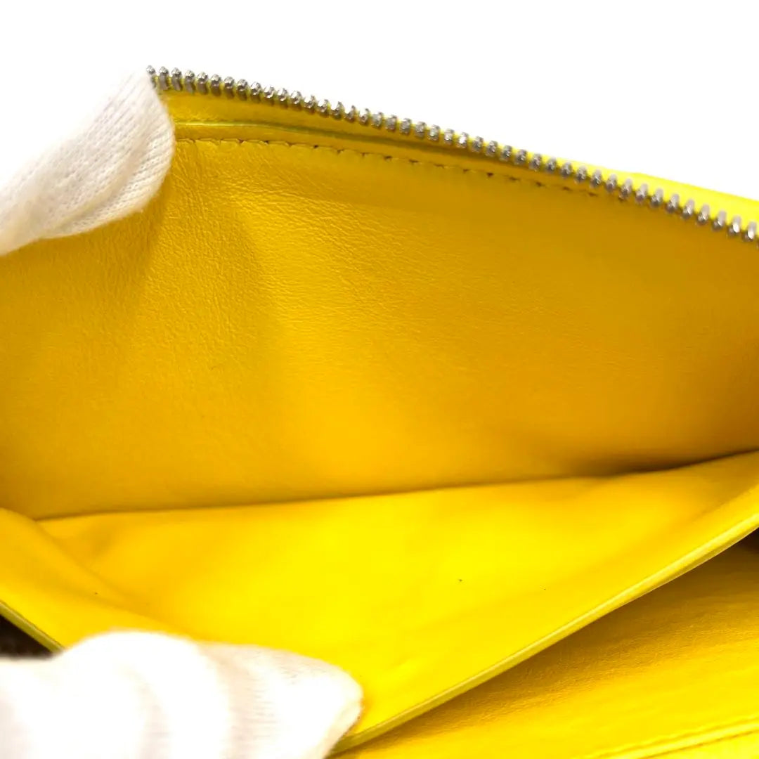 [Good condition] Bottega Veneta Long Wallet Maxi Intre Leather Round Yellow