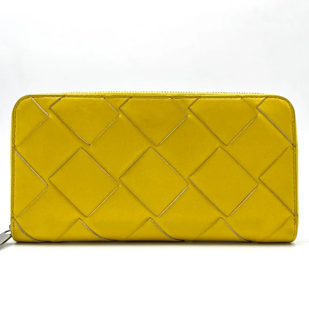 [Good condition] Bottega Veneta Long Wallet Maxi Intre Leather Round Yellow