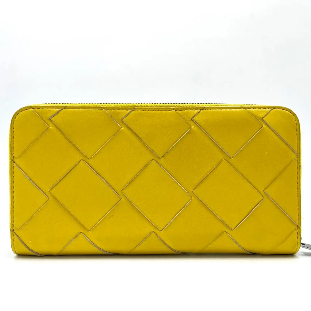 [Good condition] Bottega Veneta Long Wallet Maxi Intre Leather Round Yellow