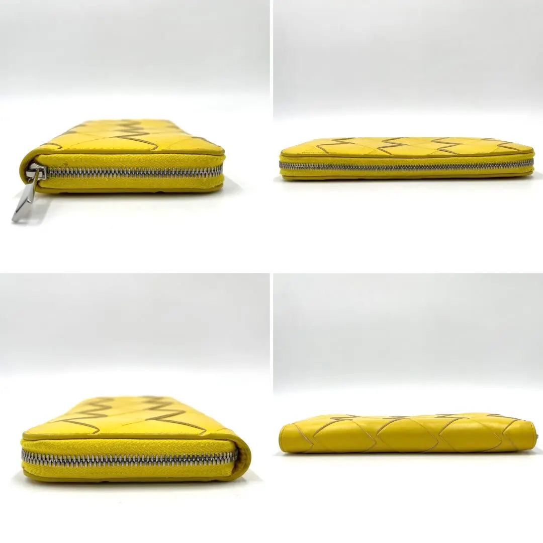 [Good condition] Bottega Veneta Long Wallet Maxi Intre Leather Round Yellow