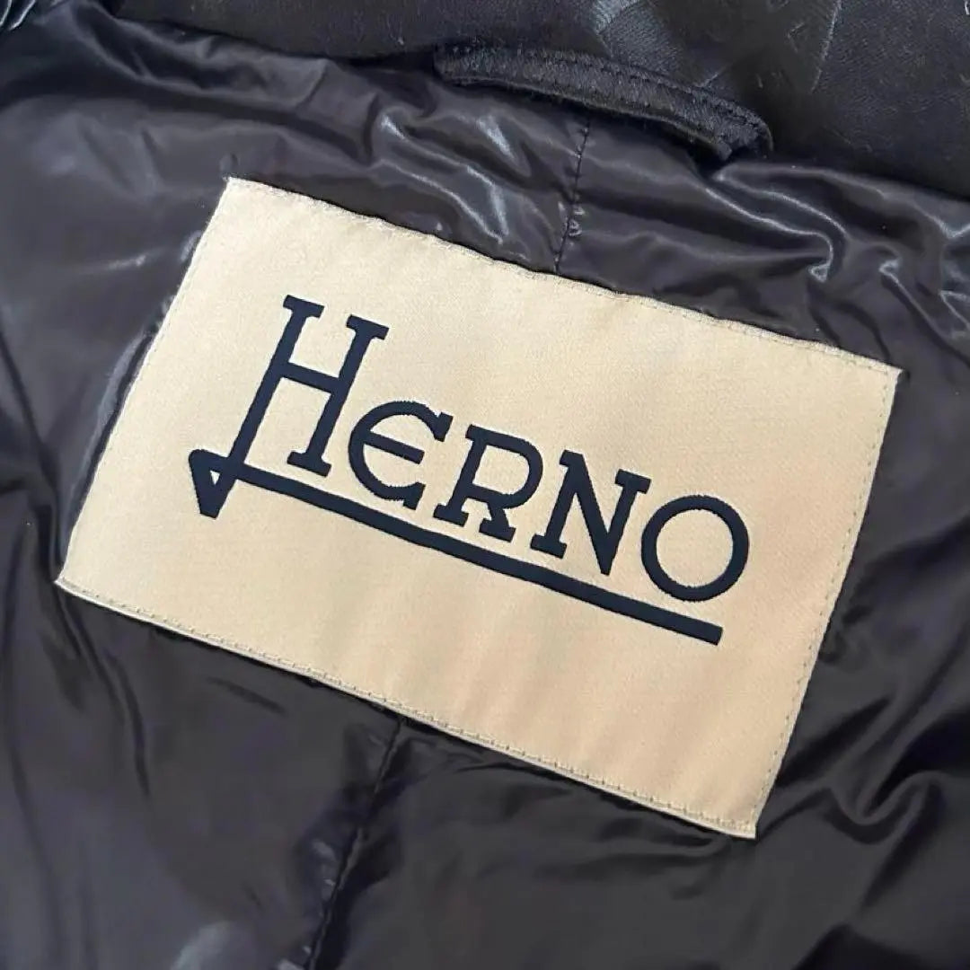 HERNO Monogram Wool Down Coat 2way Hooded Coat 38