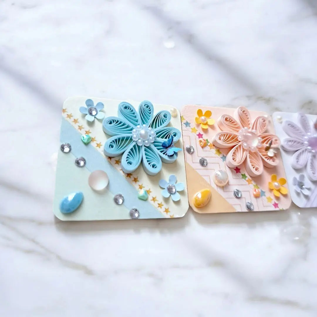 Imán de flores de papel 3 piezas Quilling fuerza magnética excepcional | 紙製フラワーマグネット 3個セット クイリング 磁力抜群