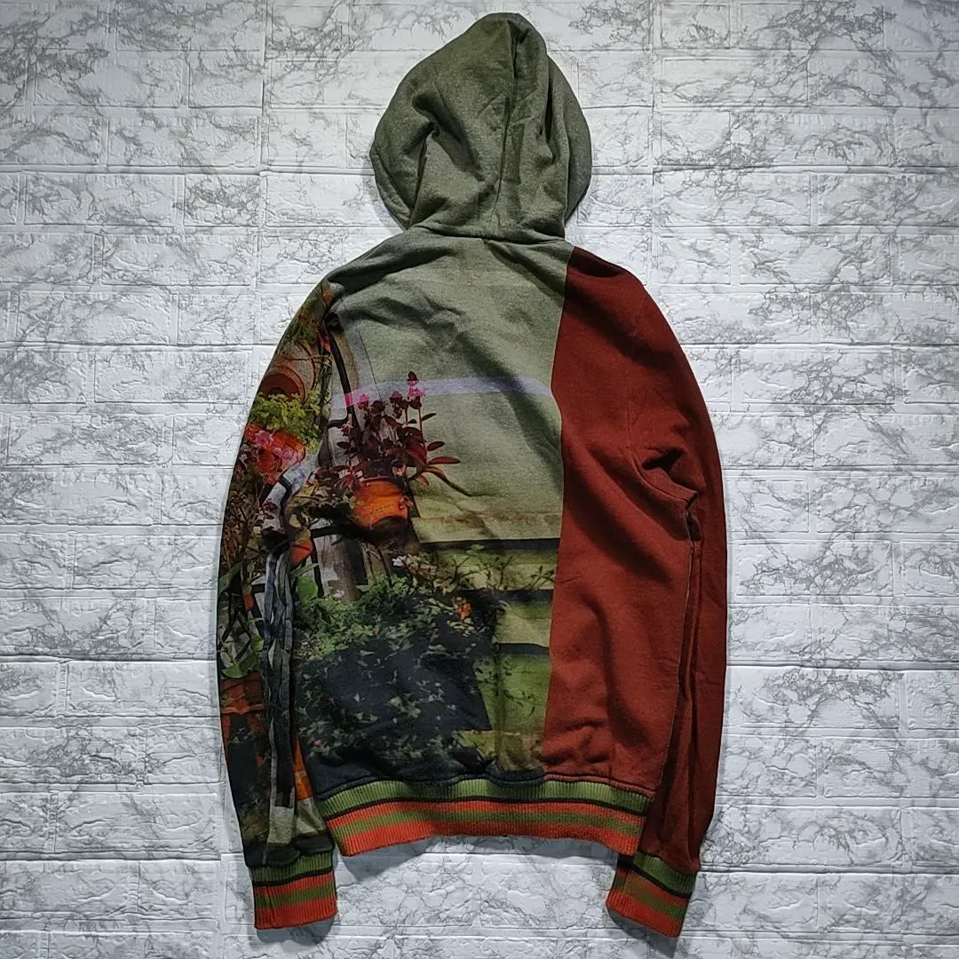 [Rare and beautiful condition] Etro Transfer Printed Hoodie Cat Landscape Painting L