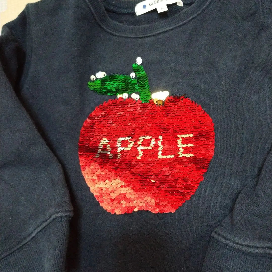 Global Work ♪ Apple Embroidery Navy Trainer S