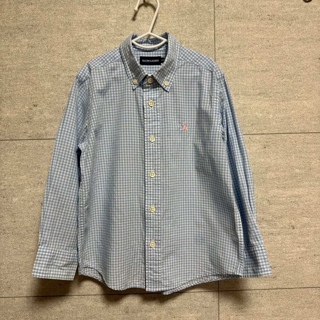 RALPH LAUREN Button Down Shirt Gingham Check Blue