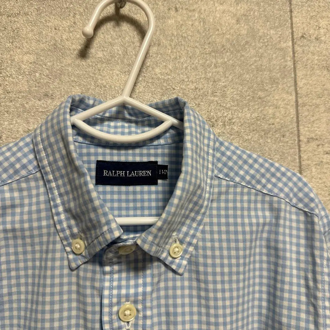 RALPH LAUREN Button Down Shirt Gingham Check Blue