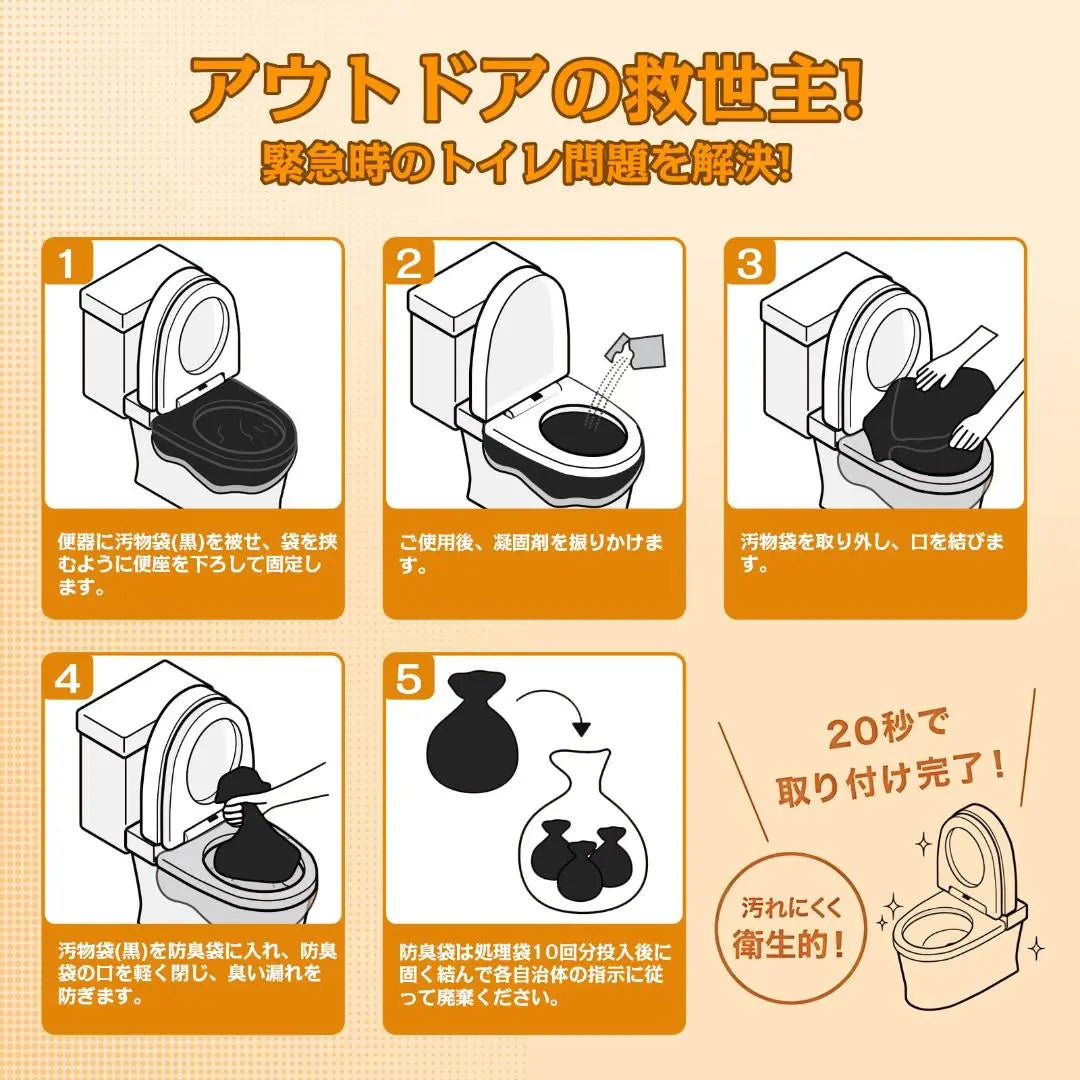 A simple toilet recommended by disaster prevention experts ★20 times ★Can be stored for a long period of 15 years ♪Portable toilet ★Emergency use