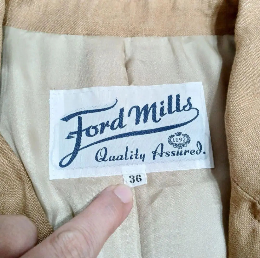 180755 Ford Mills ♡ Chaqueta Largo largo 100% lino recto