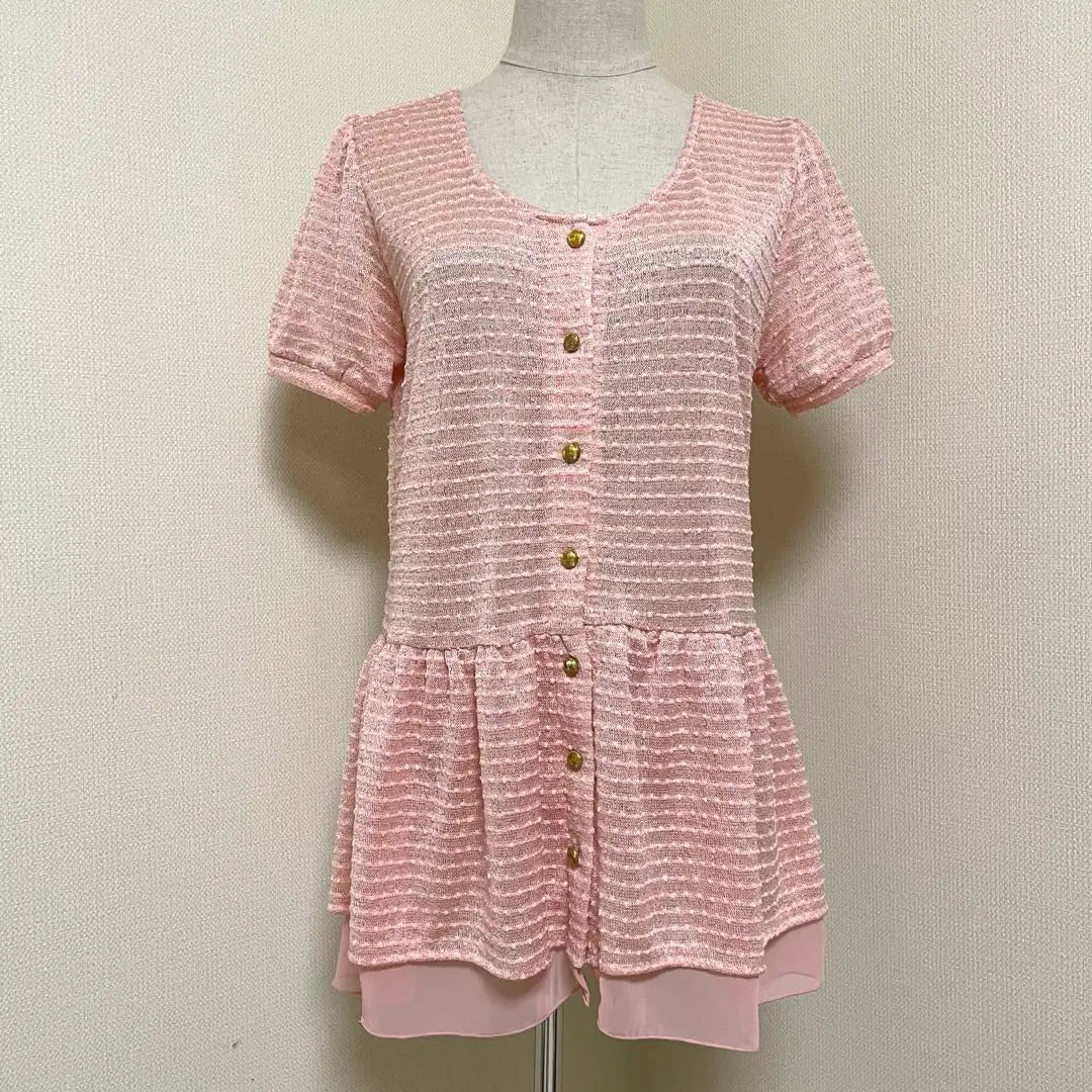 [Good condition] Noble Coton border layered ruffle short sleeve tunic