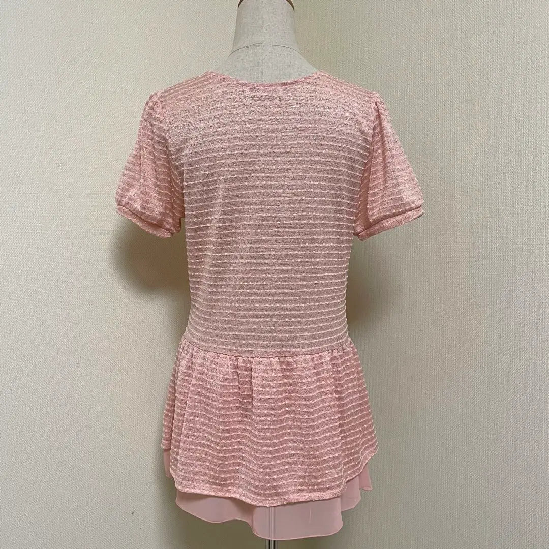 [Good condition] Noble Coton border layered ruffle short sleeve tunic