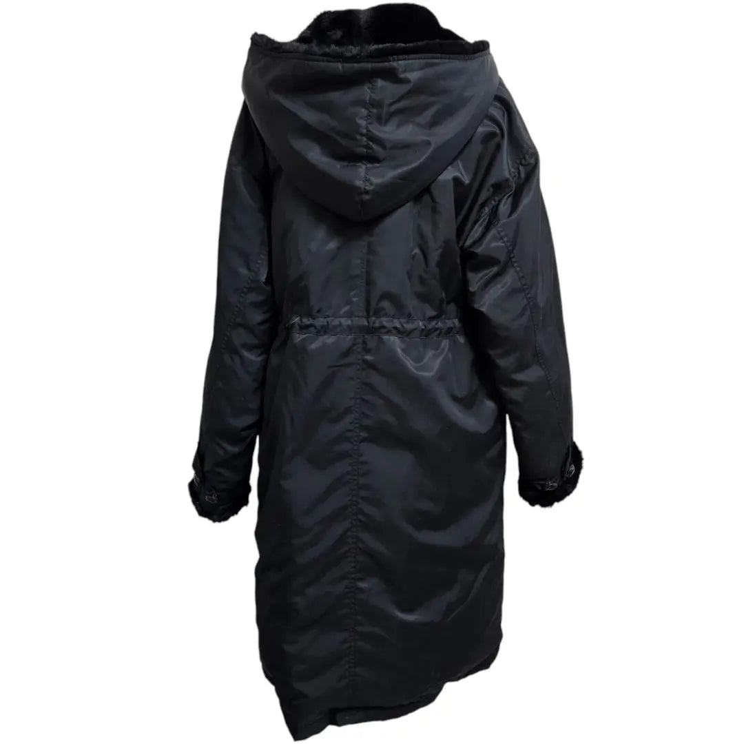 Ability down coat long jacket feather hood black | Ability ダウンコート ロングジャケット フェザー フード付き ブラック