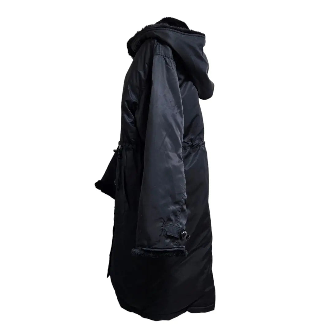 Ability down coat long jacket feather hood black | Ability ダウンコート ロングジャケット フェザー フード付き ブラック