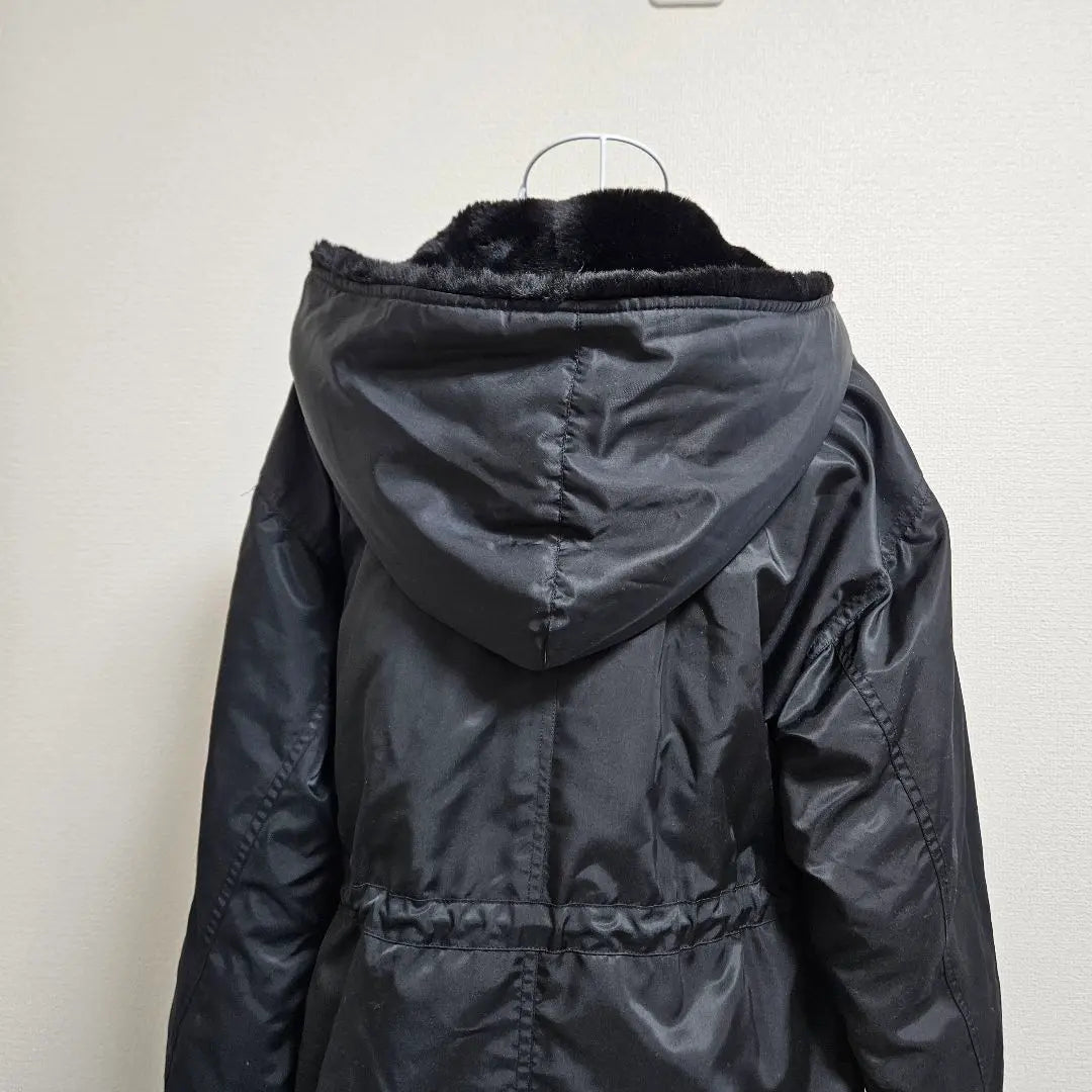 Ability down coat long jacket feather hood black | Ability ダウンコート ロングジャケット フェザー フード付き ブラック