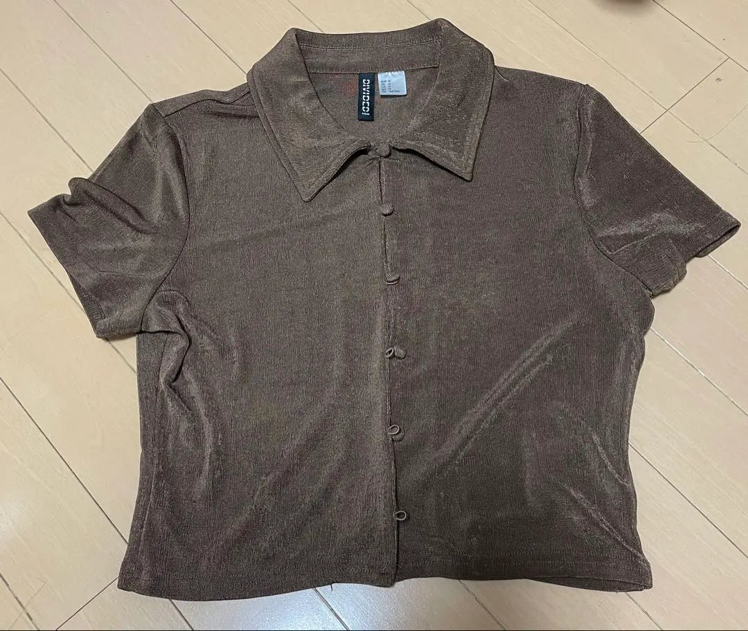 H&M Walnut Button Brown Shirt T-Shirt