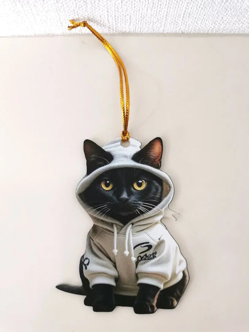 Adorno de gato negro con forma de gato negro, llavero colgante, decoración 2D