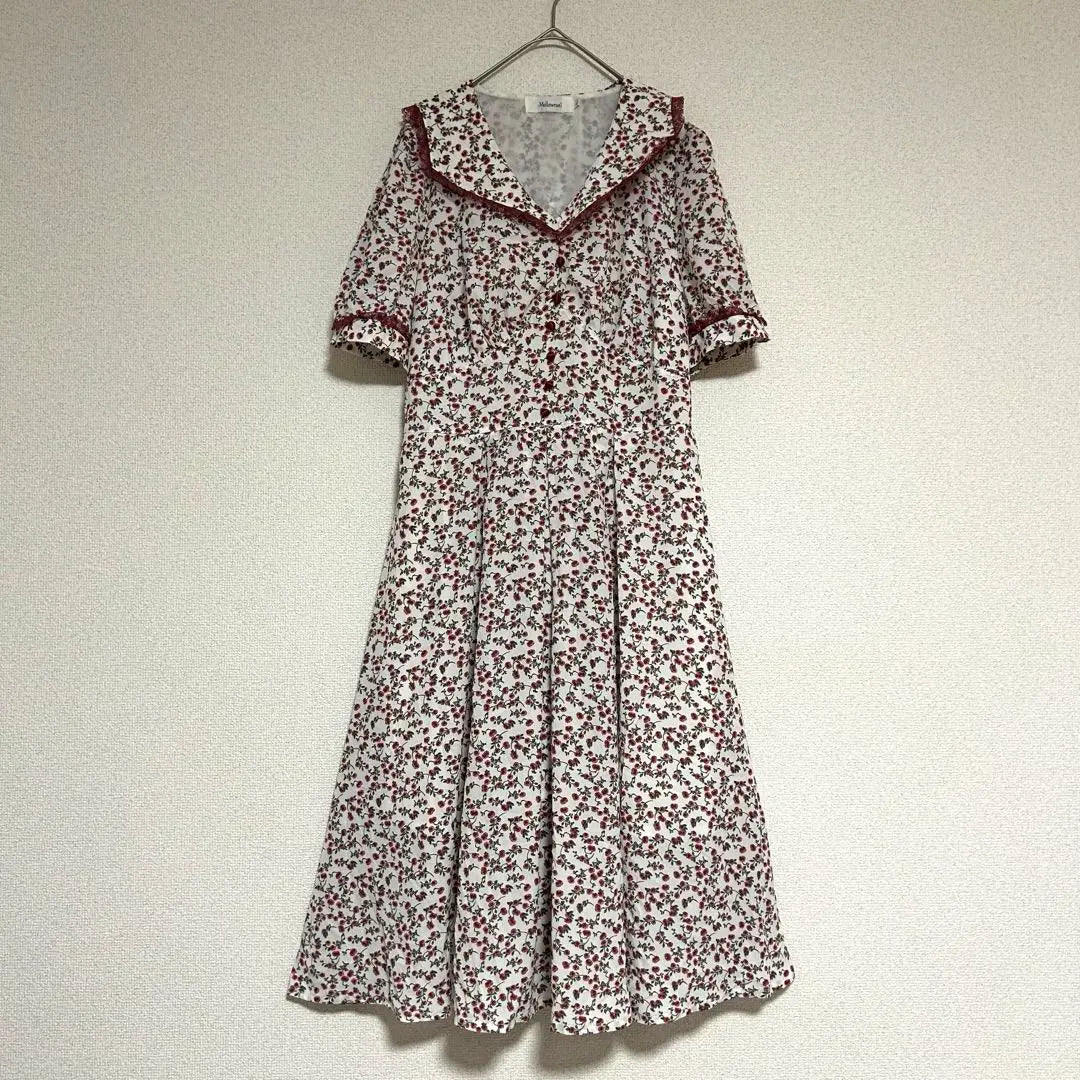 Traje de baño de una pieza largo con estampado de flores Mellow Lani, color marinero, lindo blanco x rojo XL