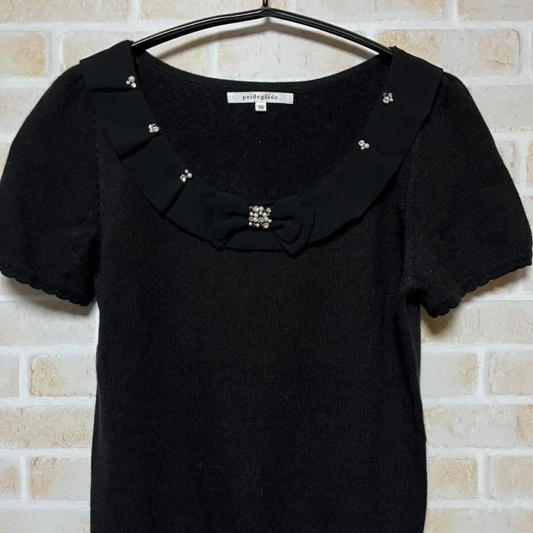 Beautiful condition ◎ Pride Glide Women's short sleeve knit black 38(M)