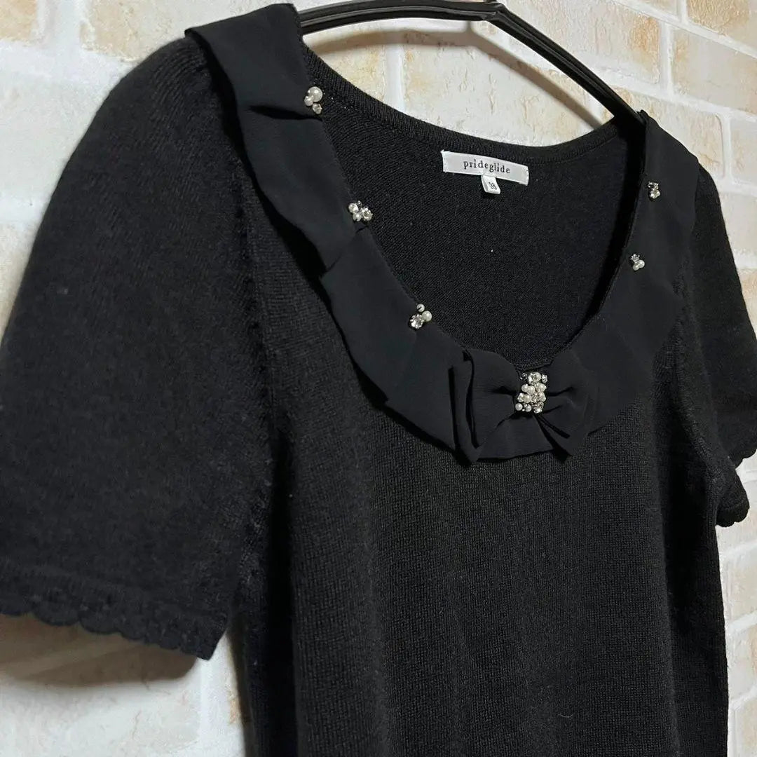 Beautiful condition ◎ Pride Glide Women's short sleeve knit black 38(M)