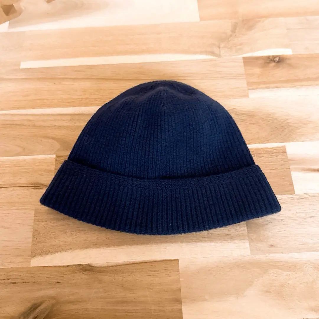 [Tenderloin] Gorro de punto con parche cuadrado original a rayas azul marino