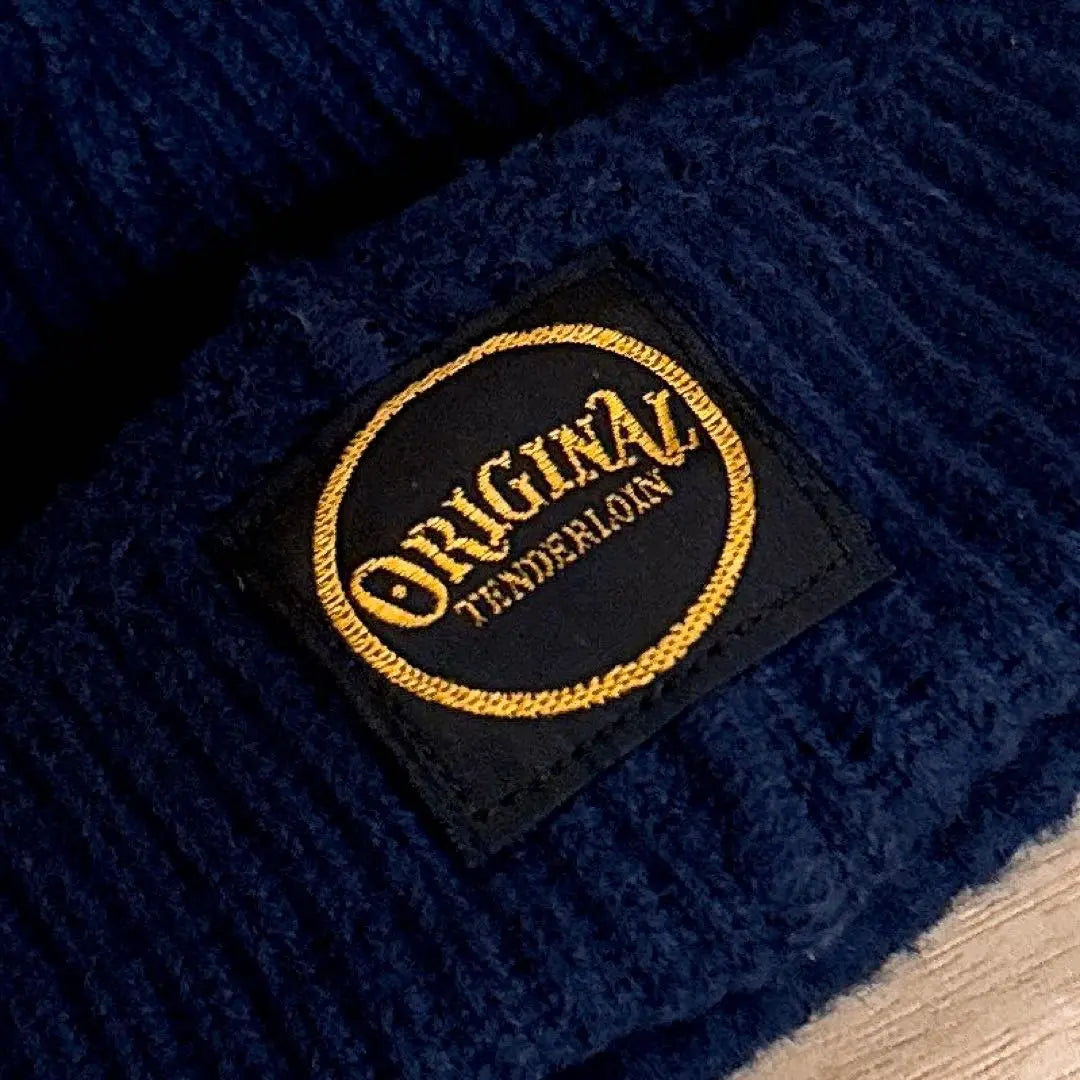 [Tenderloin] Original square patch knit hat striped navy blue