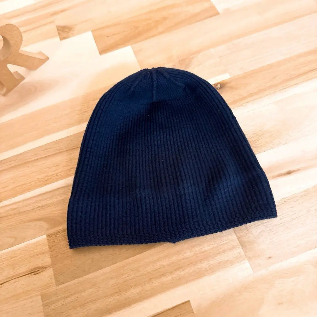 [Tenderloin] Gorro de punto con parche cuadrado original a rayas azul marino