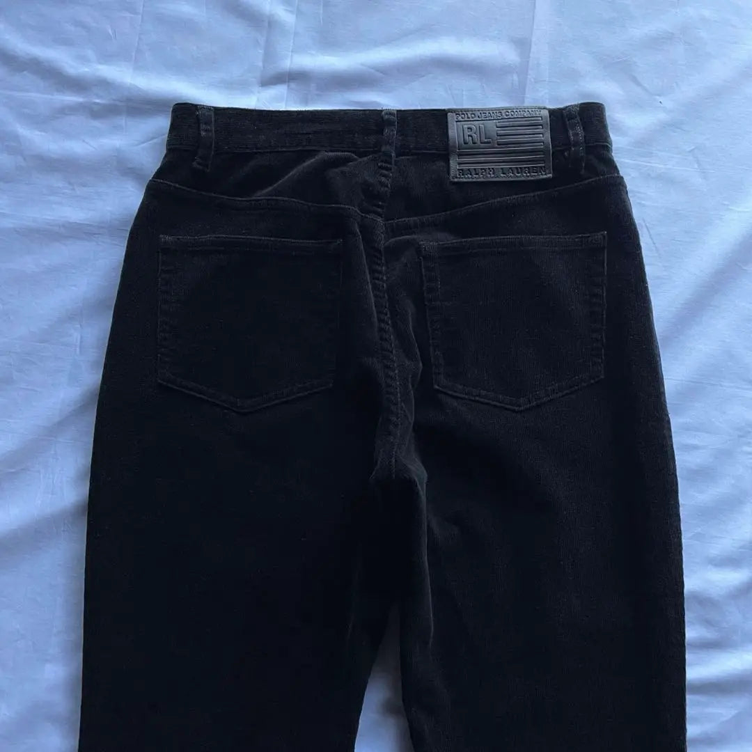 90s POLO JEANS CO. black corduroy flare