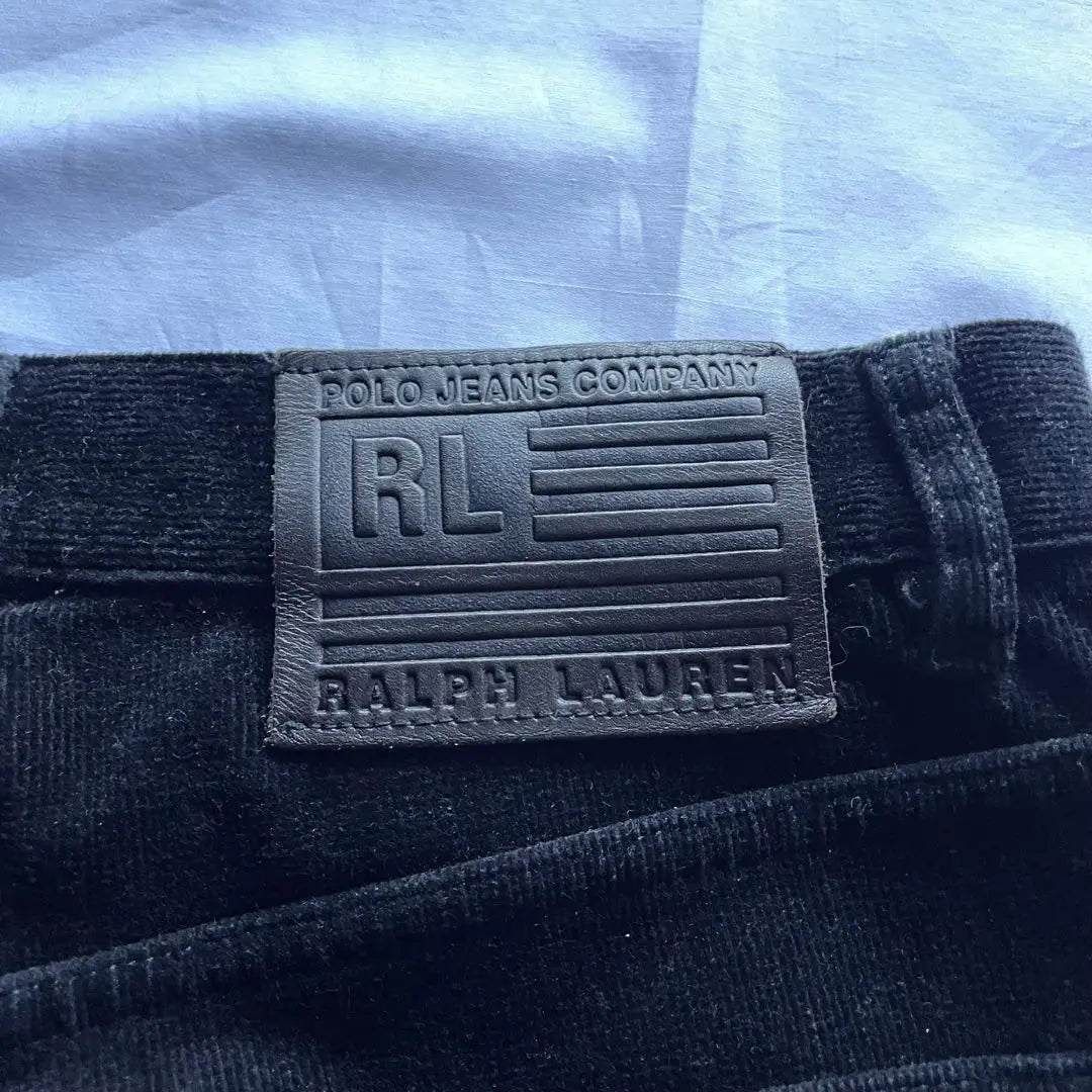 90s POLO JEANS CO. black corduroy flare