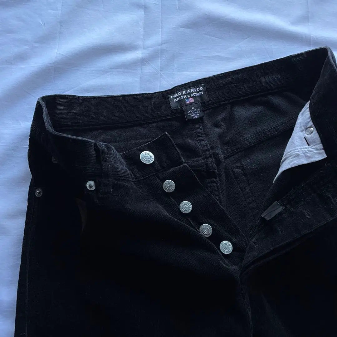 90s POLO JEANS CO. black corduroy flare