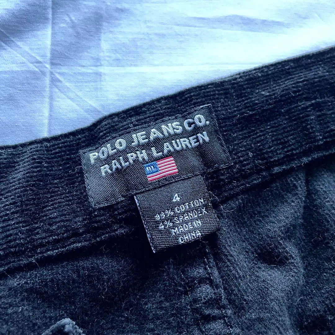 90s POLO JEANS CO. black corduroy flare