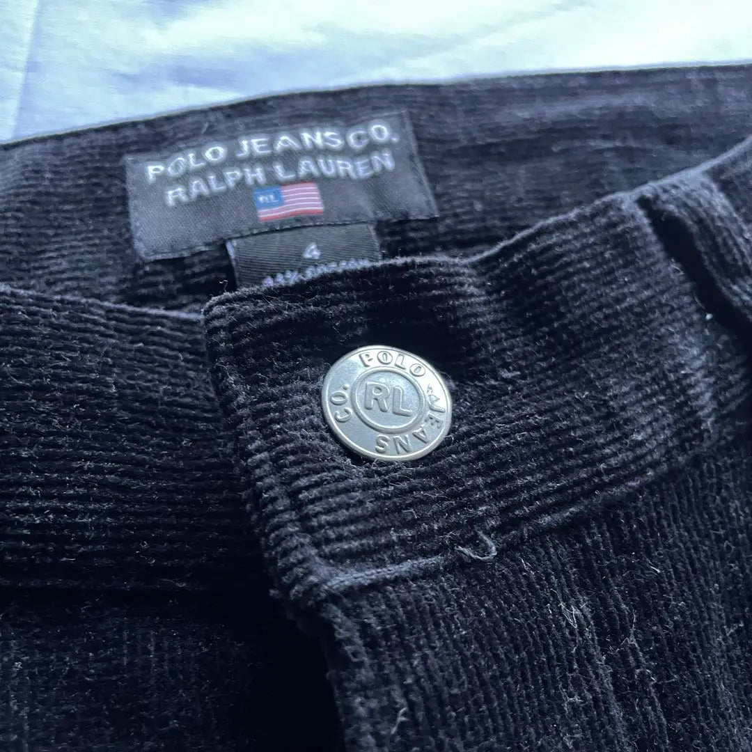 90s POLO JEANS CO. black corduroy flare