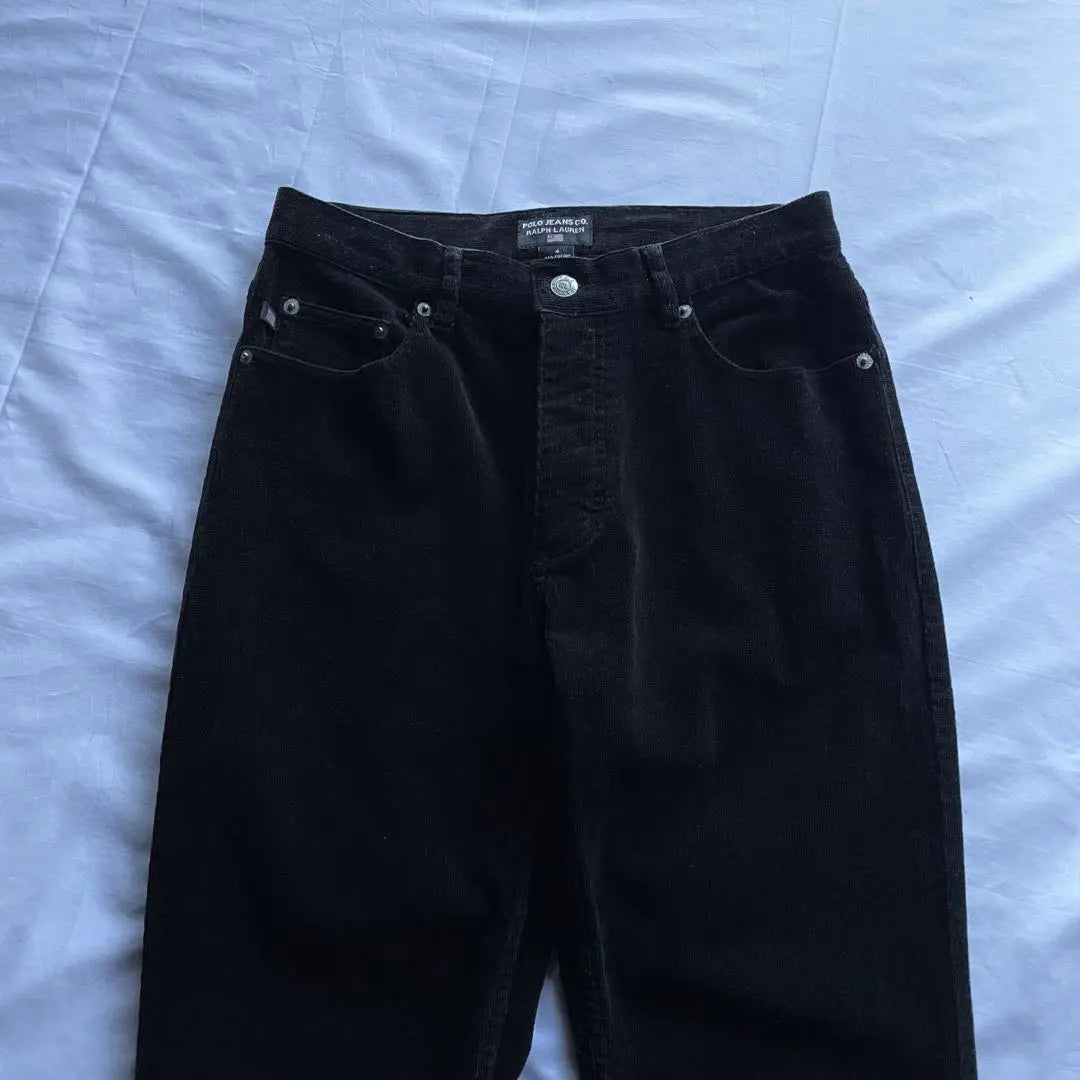 90s POLO JEANS CO. black corduroy flare