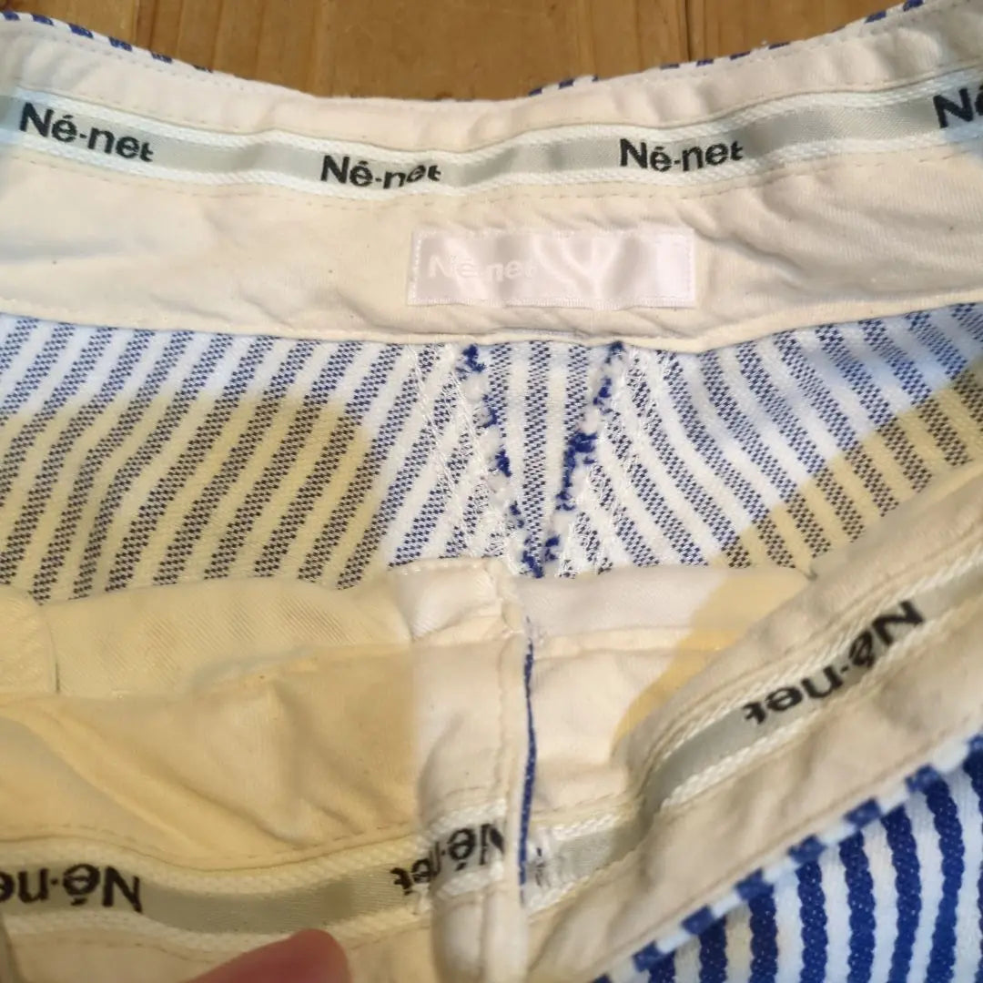 Ne-net/Nenet Denim Sarouel Pants Blue and White Striped Sarouel Pants