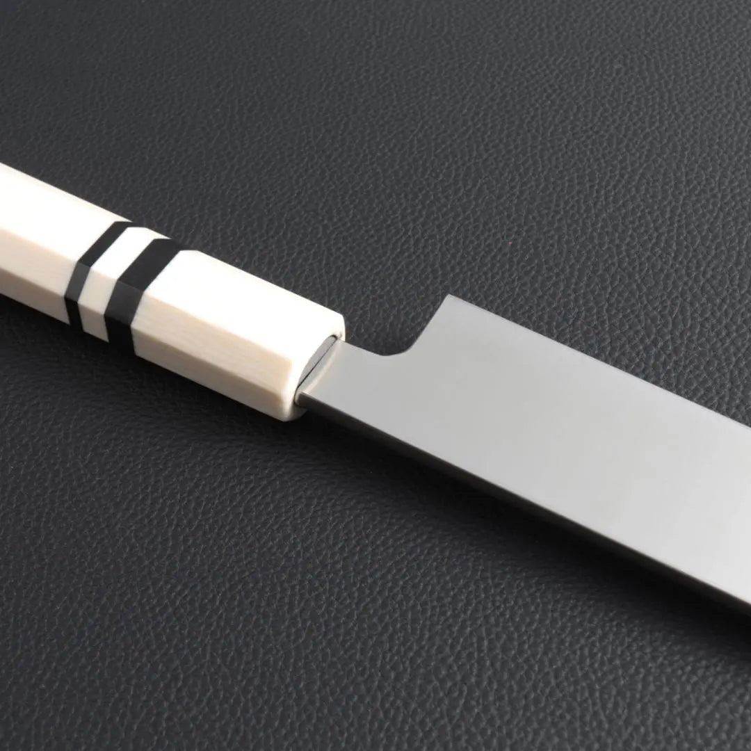 9810 Yanagiba Knife Shakuichi Sashimi Knife The blade is the ultimate sharpness, artificial ivory black three-roll octagonal handle | 9810 柳刃包丁 尺一 刺身包丁 刃は究極の切れ味 人工象牙黒三本巻八角柄