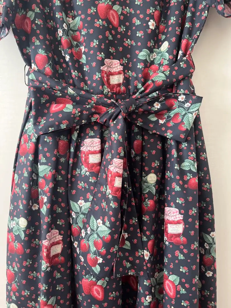 Vestido con estampado de fresas y cesta de melodía de belleza | 美品 メロディバスケット いちご柄ワンピース