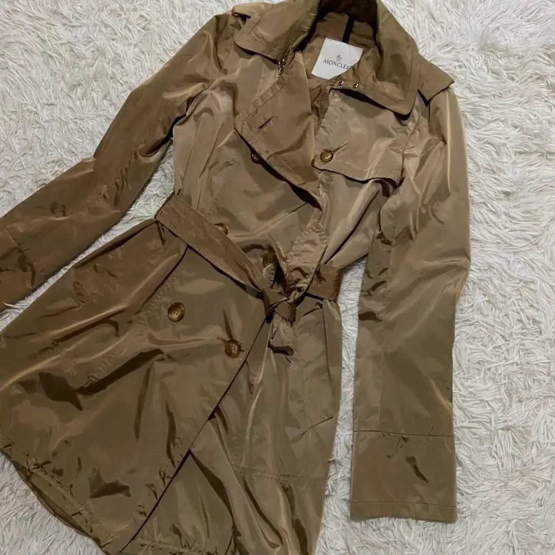 Moncler Trench Coat Nylon Beige Belt XS LEMENEZ | モンクレール　トレンチコート　ナイロン　ベージュ　ベルト XS LEMENEZ