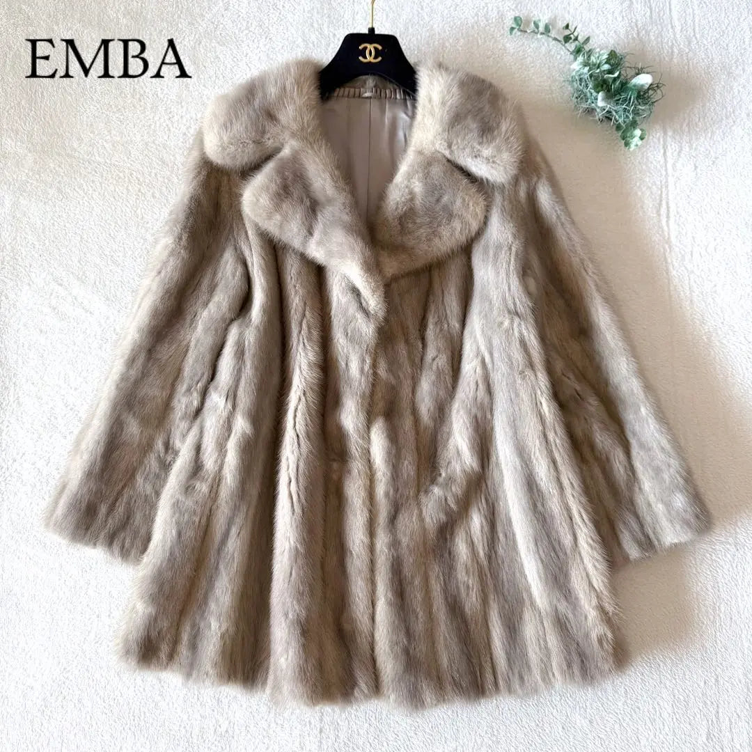 EMBA Abrigo de piel de visón azul natural longitud 74 cm | EMBA エンバ ナチュラルブルーミンク 着丈74cm MINK 毛皮コート