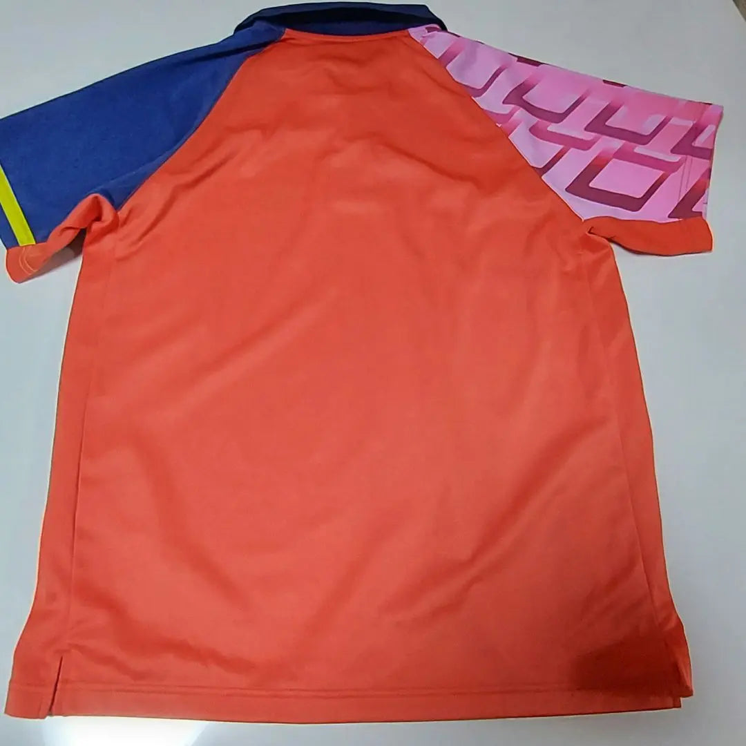 Rare) TSP logo table tennis polo shirt pink/blue L, size game shirt