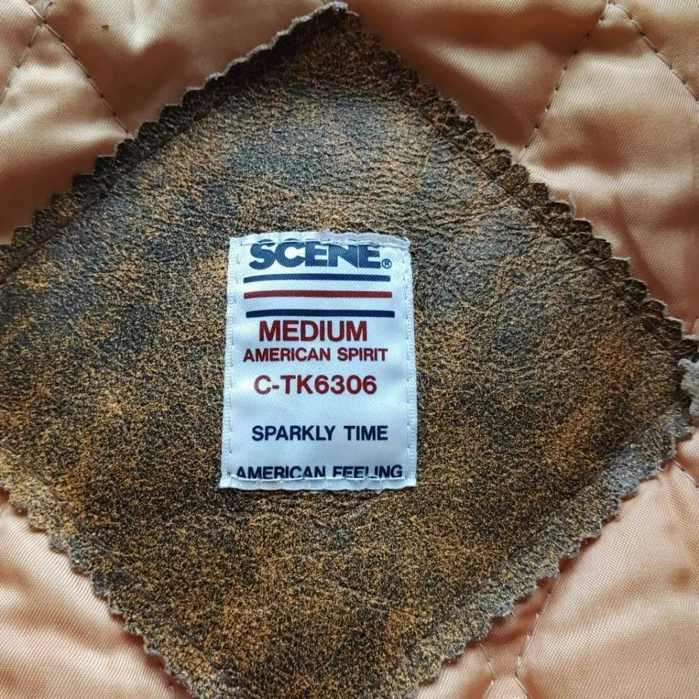 [SCENE] 80's Cowhide Crazy Pattern Arm Leather Stadium Jacket Items from the time