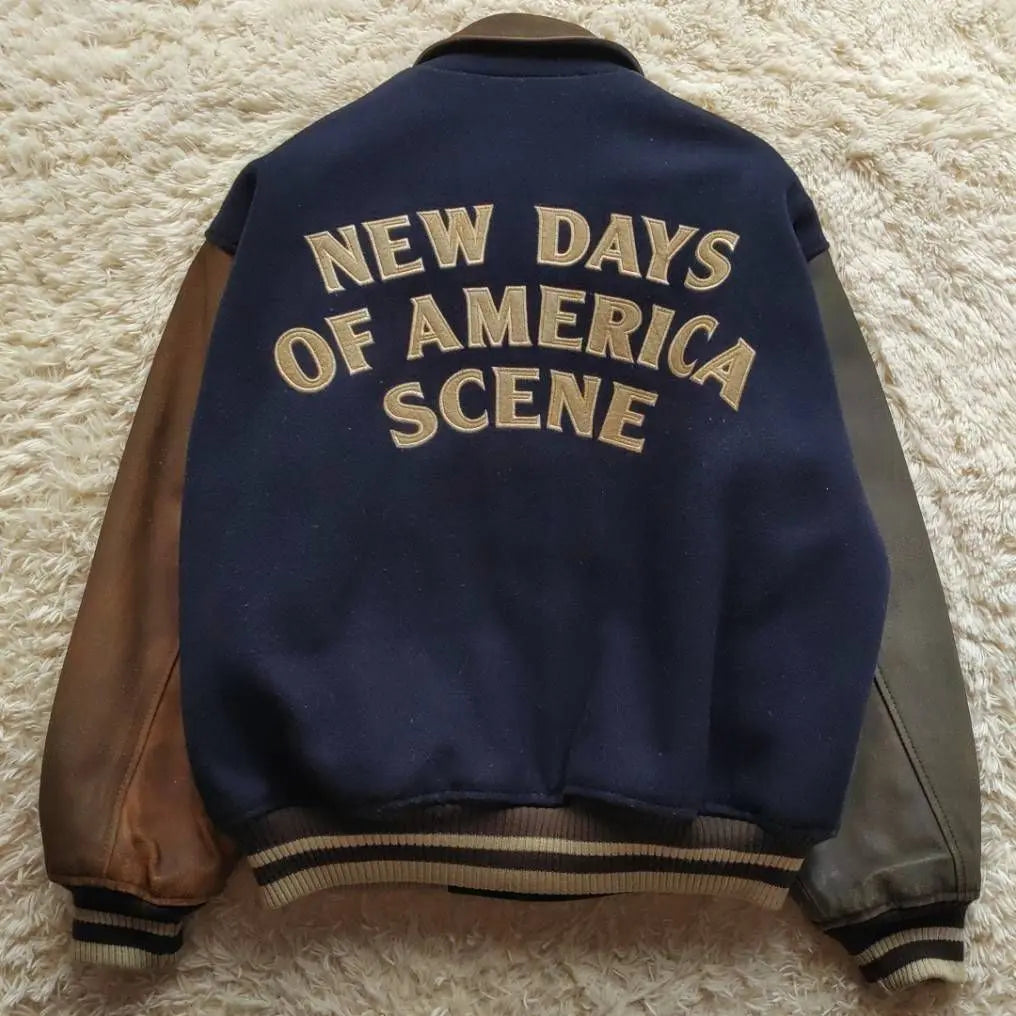 [SCENE] 80's Cowhide Crazy Pattern Arm Leather Stadium Jacket Items from the time