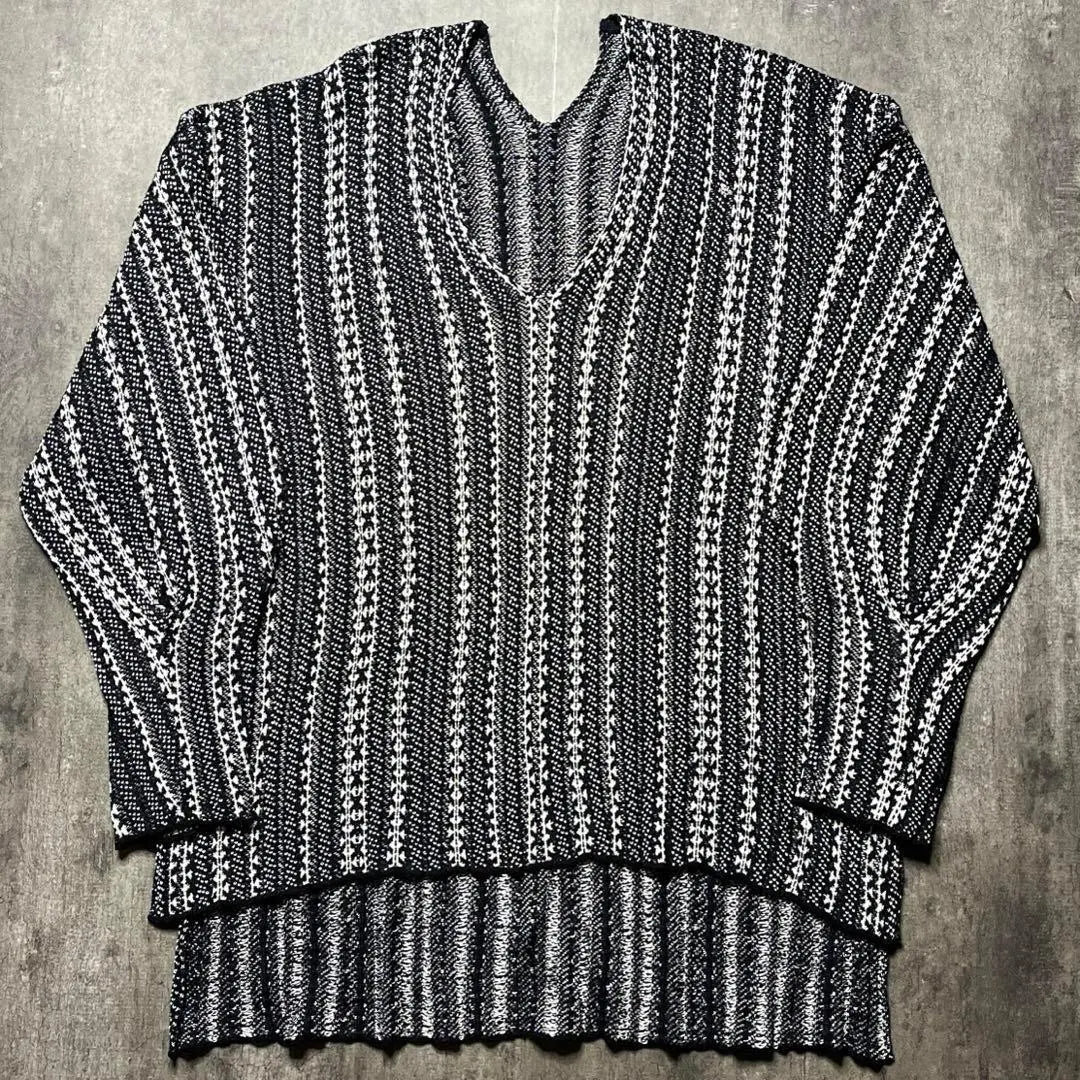 [Popular] Mame Kurogouchi V-neck knit sweater jacquard