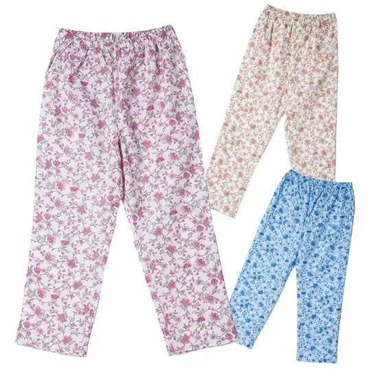 (Juego de 3) Pantalones de pijama 100 % algodón cómodos para la piel (rosa/talla 2L)