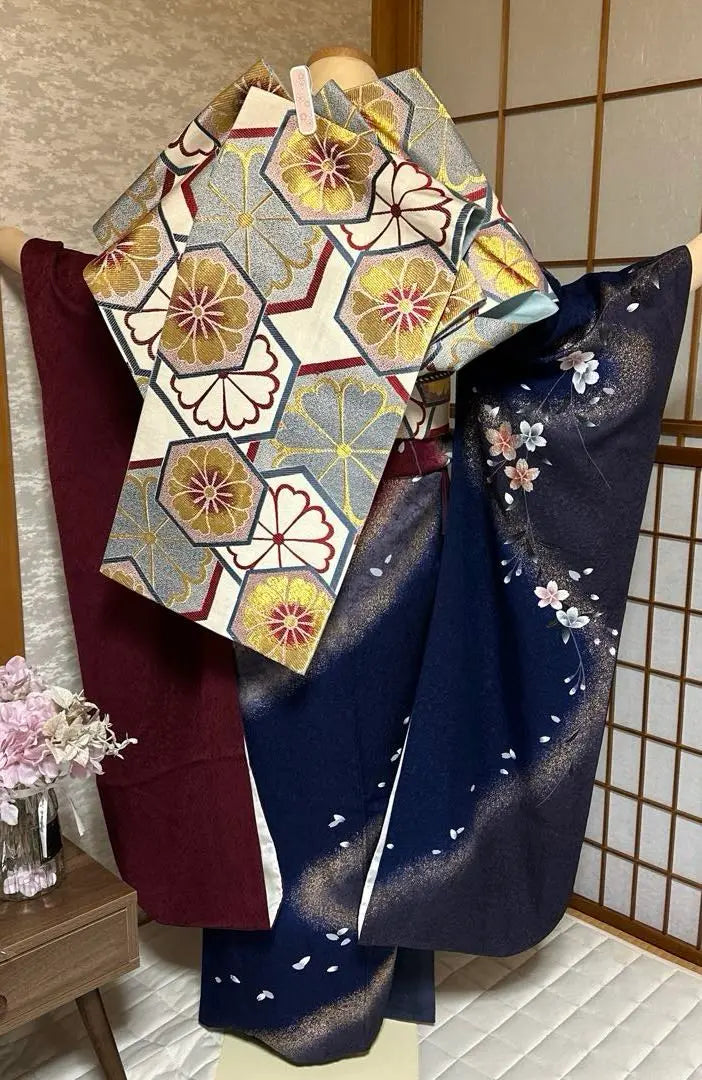 Conjunto completo, húmedo y elegante de furisode, ceremonia de mayoría de edad previa a la boda, con una prenda interior larga de regalo ♡