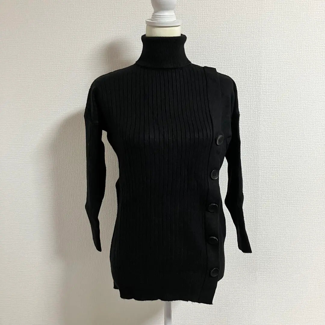 ★Unused item★ Turtleneck design knit long sleeve black M FAAMEE