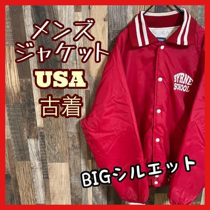 Stadium jacket blouson XL nylon red men's old clothes long sleeve jacket