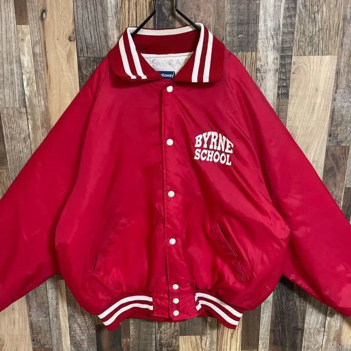 Stadium jacket blouson XL nylon red men's old clothes long sleeve jacket